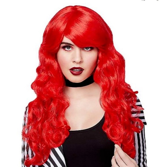 Spirit Long Red Fashion Curls Adult Wig Ariel Mermaid Cosplay Costume Rave Party - Picture 1 of 11